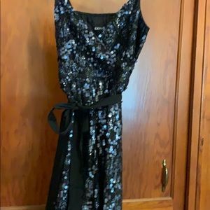 Blue, black and gold sequence dress